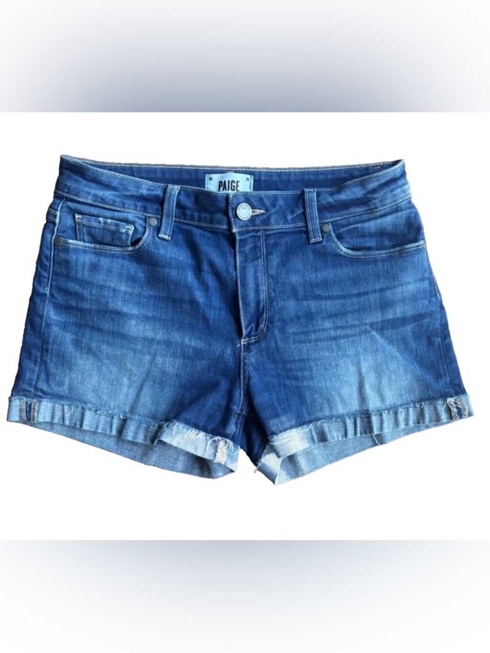 Paige Denim Jimmy Jimmy Cuffed Short Blue Jean Shorts Size 27